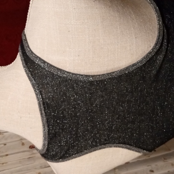 American Eagle Stretchy Black & Silver Metallic Racerback Tank|Sz Med - Picture 9 of 11